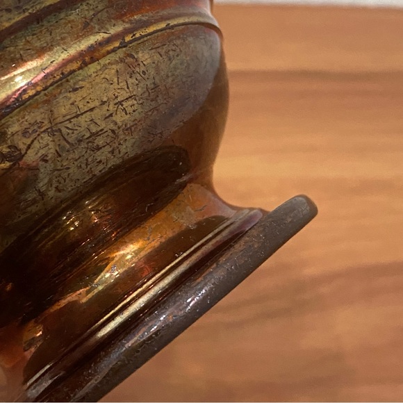 19th Century British Hand Enamelled Relief Molded Floral Band Copper Luster Bowl - Picture 11 of 13